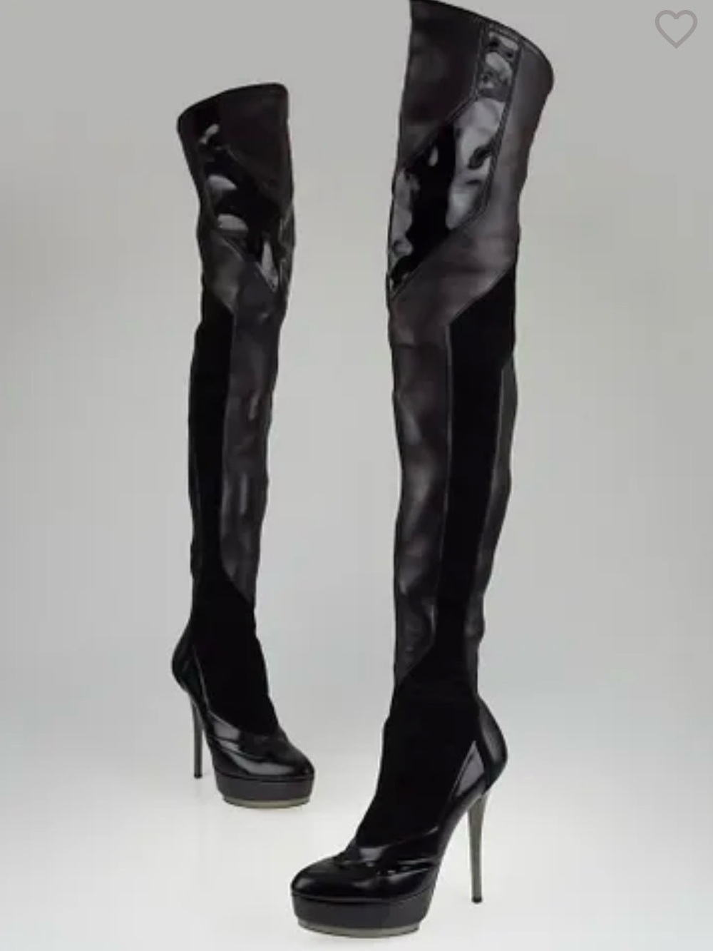 Gucci Black Leather and Suede Over the Knee Division Platform Boots